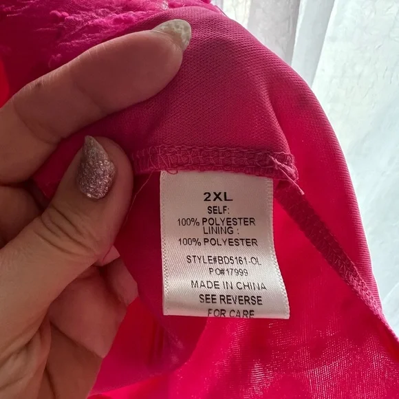 Pink Puff Sleeve V-Neck Babydoll Midi Dress - Picture 5 of 6